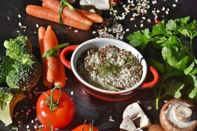 Ungefähres Menü gemäß dem Schema für eine gesunde Ernährung